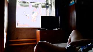 Cougar fucks herself for window cleaner