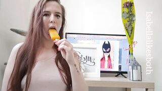 Skank sucking off on a popsicle