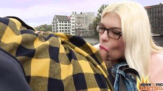 PublicSexDate - Slutty Hipster Mariella Sun Blows Stranger's Penis into Outside