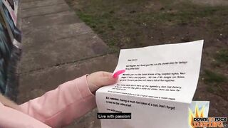 PublicSexDate - Slutty Hipster Mariella Sun Blows Stranger's Penis into Outside