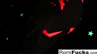Romi Rain plays with a disco ball before stuffing toying her cunt