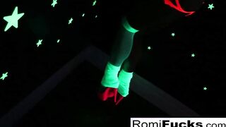 Romi Rain plays with a disco ball before stuffing toying her cunt