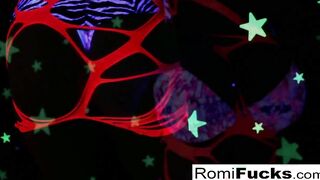 Romi Rain plays with a disco ball before stuffing toying her cunt