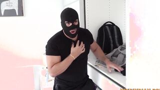 The policeman gave milk to the thief with his long nipples and banged! fiercely