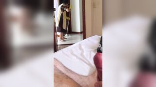 PENIS FLASHING THE MAID WITH THE DOOR OPEN – SHE LIKES TO SEE