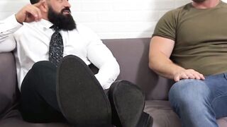 Bearded Boss Eddie Cambio Unleashes Foot Fetish Frenzy on Chiseled Roommate Clay T A Relaxing Revenge