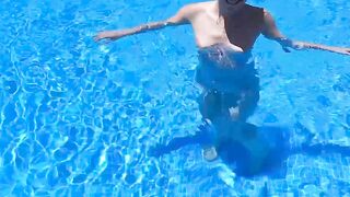 Sultry Serenade by the Pool  Petite Kate Quinn Takes Your Breath Away