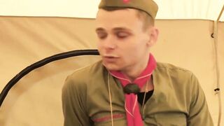 Skinny scout Austin ass drilled bareback after passionate BJ