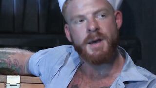 Hunky sailors butt banging in interracial threesome