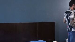 Latino stepson Bruno is rock hard while stepdad Joris raw plows him