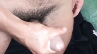 Kinky bearded jock Kyle jerks off his rock hard cock solo