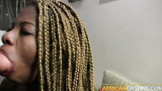 Thick african ghetto skank groaning for white dude's cum
