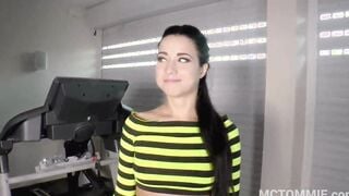 Pretty performer, Taissia Shanti has sex into a gym
