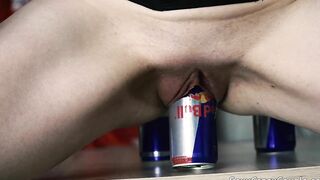 Tiffany ride on red bull cans and cum
