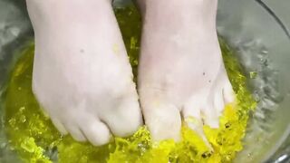 Yellow Jell-O between my feet!