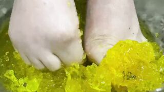 Yellow Jell-O between my feet!