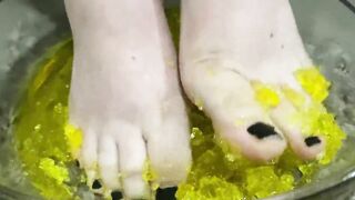 Yellow Jell-O between my feet!
