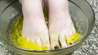 Yellow Jell-O between my feet!