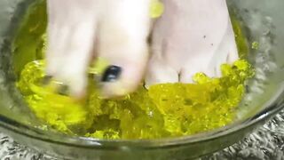 Yellow Jell-O between my feet!