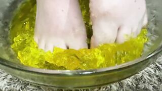 Yellow Jell-O between my feet!