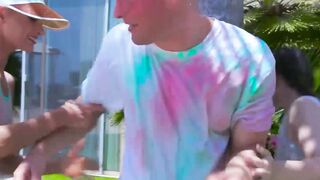 SleazySecrets.com  BBFs Get Down with Dastardly Dude in Craziest poz foursome