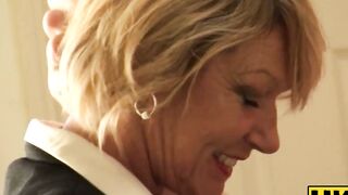 UKSubSluts.com - Blonde English MILF sucks hard cock while being a cute submissive ba