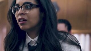 Nerdy college girl double stuffed then jizzed on