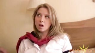 Real Life Cartoon! Goddess Uniformed Blonde Sunny Lane Tries Chinese Dick!