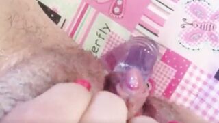 fucking her vagina with my little sex toy