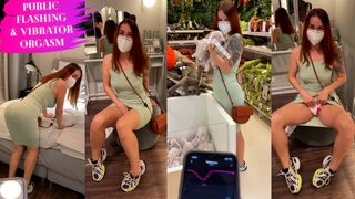 Outdoor flashing and orgasm inside the shop – dildo control