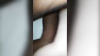 Wifey fills snatch with cum from monster dick and kisses hubby