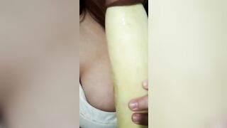 Lusty sluts blowing cucumber