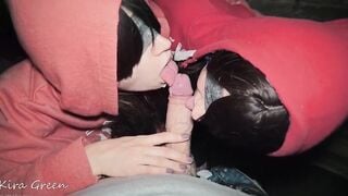Cum inside mouth compilation, oral sex, two girls, cum making out