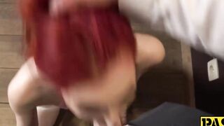 "Bondaged Babe's Deepthroat Blowjob & Anal Creampie with Huge Dick"
