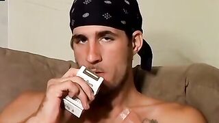 Marke smoking with Chain ends up sucking huge cock