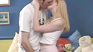 "Sexy blonde bombshell shares her tight thighs with you"