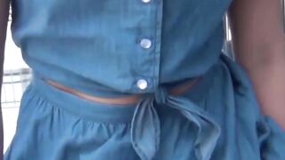 "Red-Haired Babe's Outdoor Pee Play in Public"