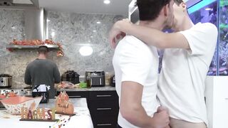 "Step-Daddy's Boy" or "Facial Frenzy": Stepfather fucks two of his sons in threesome action!
