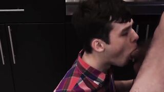 StepIntoDesire.com  Insatiable stepfather devours twinks eager mouth, then creams his pretty face.