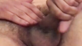 Cute guy enjoys dildoing his rear while jerking off his rod
