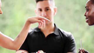 Thick Dicked stud Brad Takes on Seductive Micky Muffin and Ebony Zaawaadi