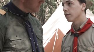 Horny Scout Leader teases Troye outdoors and barebacks him