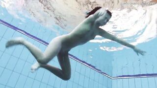 Gypsy african haired beauty swimming underwater