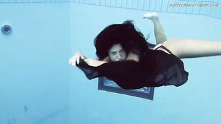 Gypsy african haired beauty swimming underwater