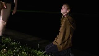 Hard face fucking and spanking for submissive 21 yo at lake