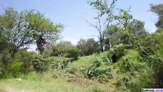 Fucking inside outdoors with my ex gf, he blows me behind a hill