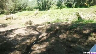 Fucking inside outdoors with my ex gf, he blows me behind a hill