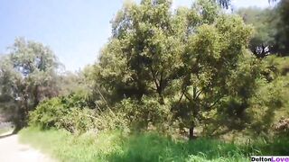 Fucking inside outdoors with my ex gf, he blows me behind a hill