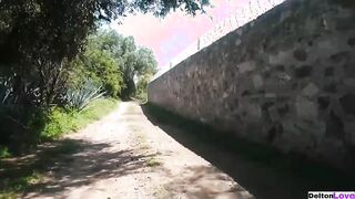 Fucking inside outdoors with my ex gf, he blows me behind a hill