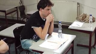 Squirting lesson inside classroom